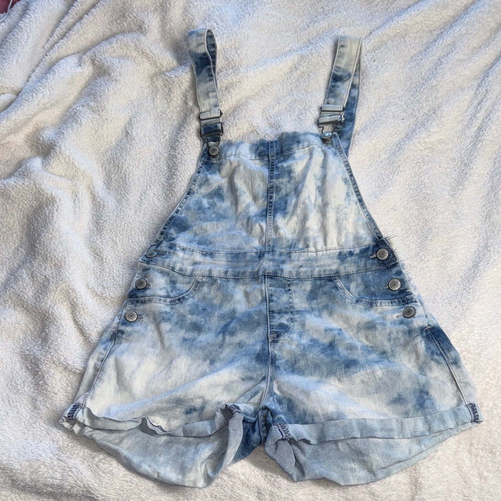 Blue Tie-Dye Denim Overalls